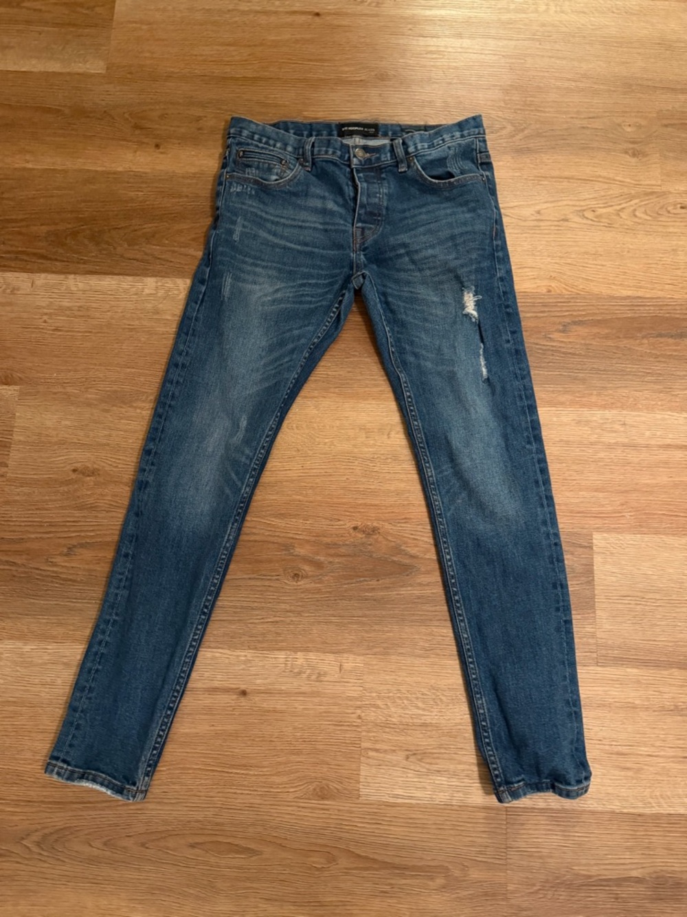 The Kooples Men's Dark Blue Skinny Jeans with Distressed Detail